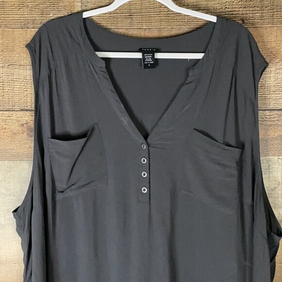 Torrid Challis Button Sleeveless Tank Top Solid Gray Size 5 5X - Picture 2 of 10